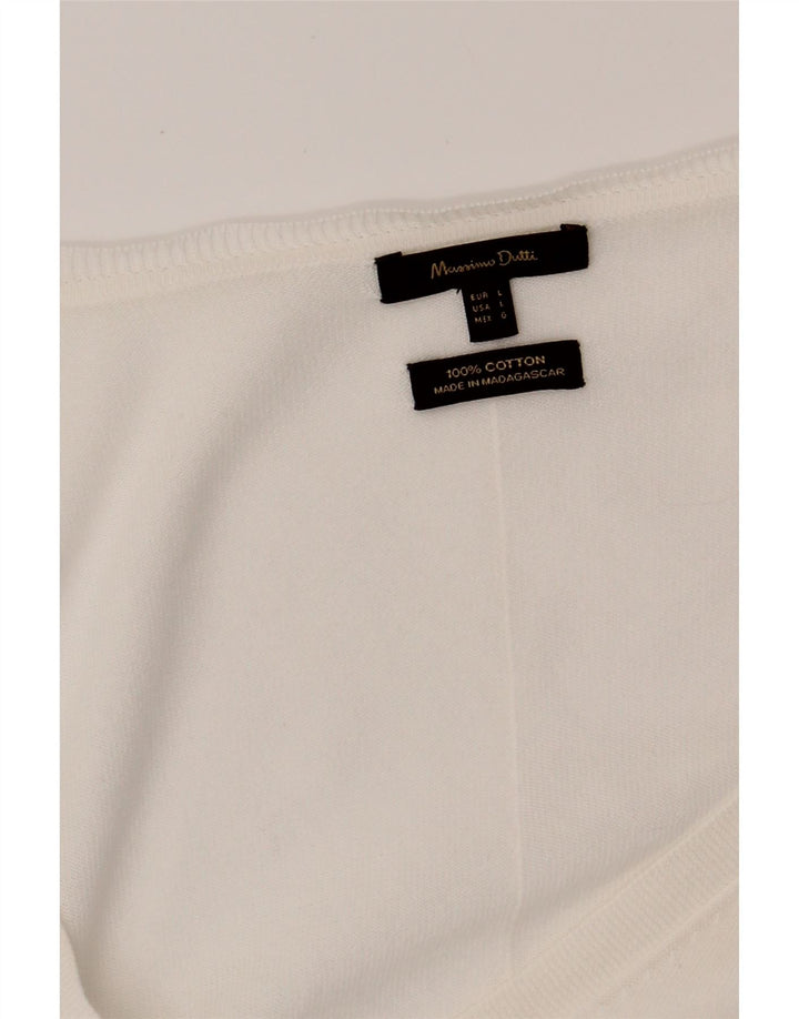 MASSIMO DUTTI Womens Oversized V-Neck Jumper Sweater UK 16 Large White Vintage Massimo Dutti and Second-Hand Massimo Dutti from Messina Hembry 