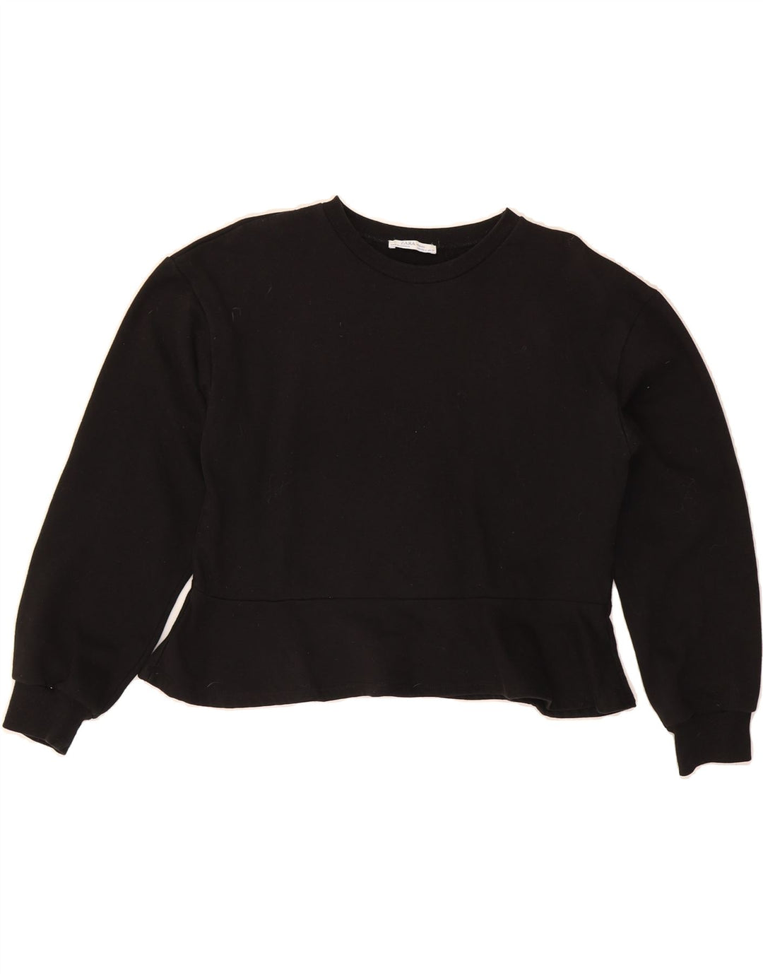 ZARA Womens Oversized Crop Sweatshirt Jumper UK 10 Small Black Vintage Zara and Second-Hand Zara from Messina Hembry 