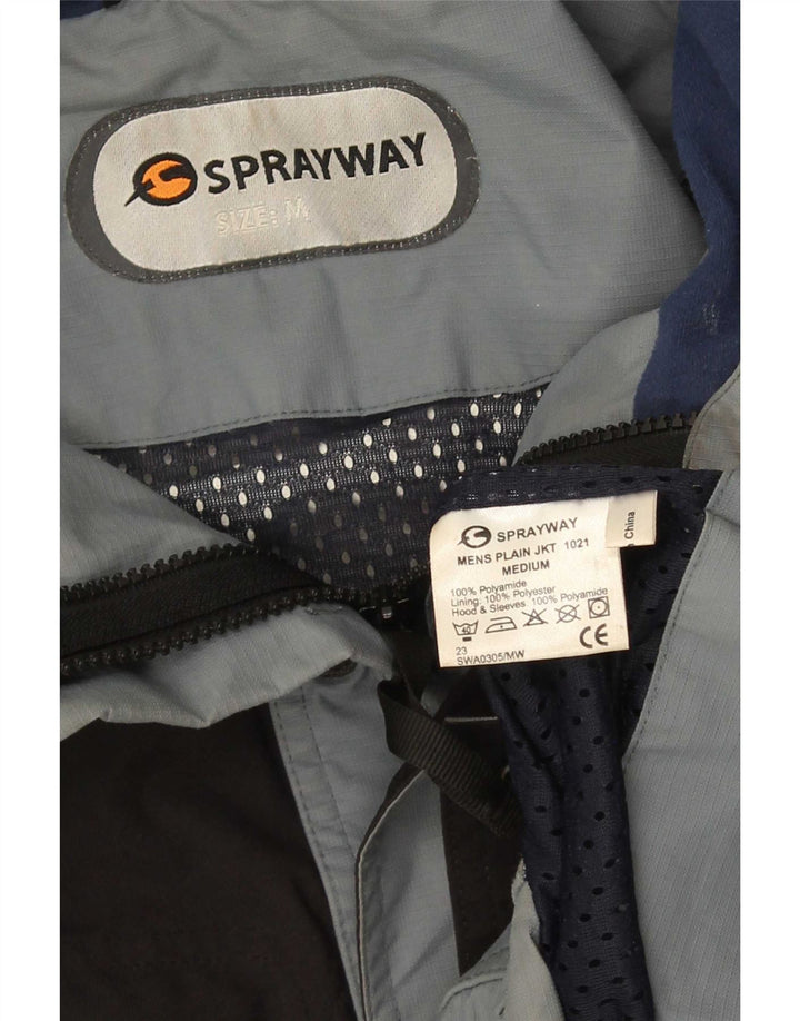 Męska kurtka przeciwdeszczowa z kapturem Sprayway UK 38 Średni szary poliamid z blokami kolorów