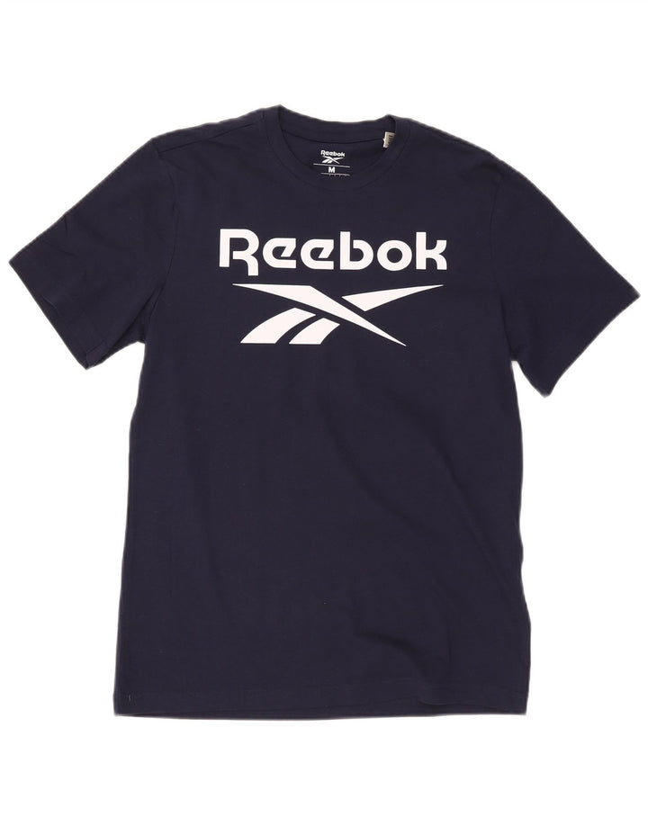 Męska koszulka z grafiką Reebok Top, średnia, granatowa, bawełniana