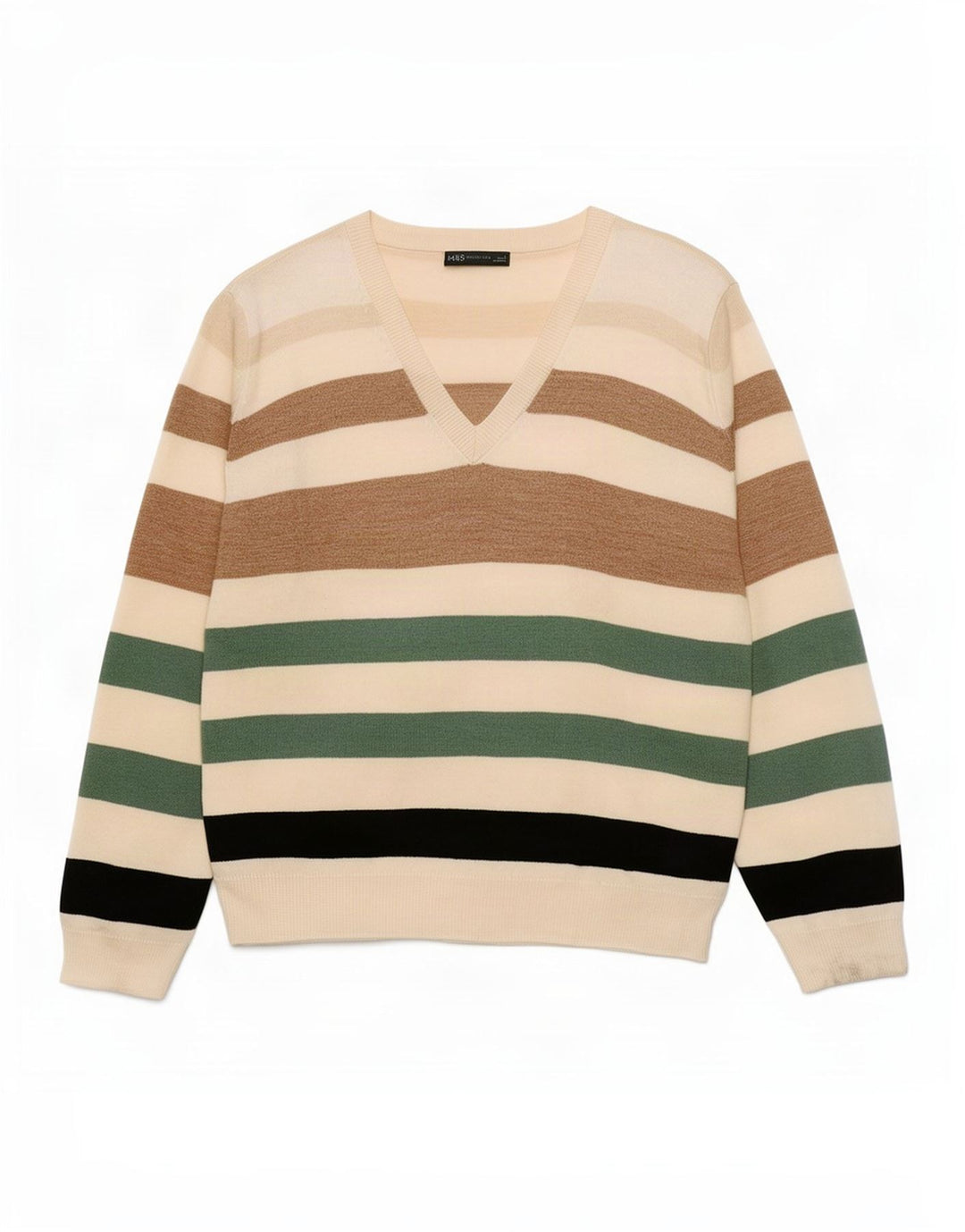 Marks & Spencer Damski sweter z dekoltem w kształcie litery V, UK 16, duży, wielokolorowy