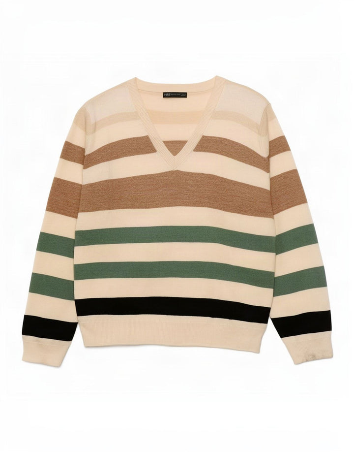 Marks & Spencer Damski sweter z dekoltem w kształcie litery V, UK 16, duży, wielokolorowy