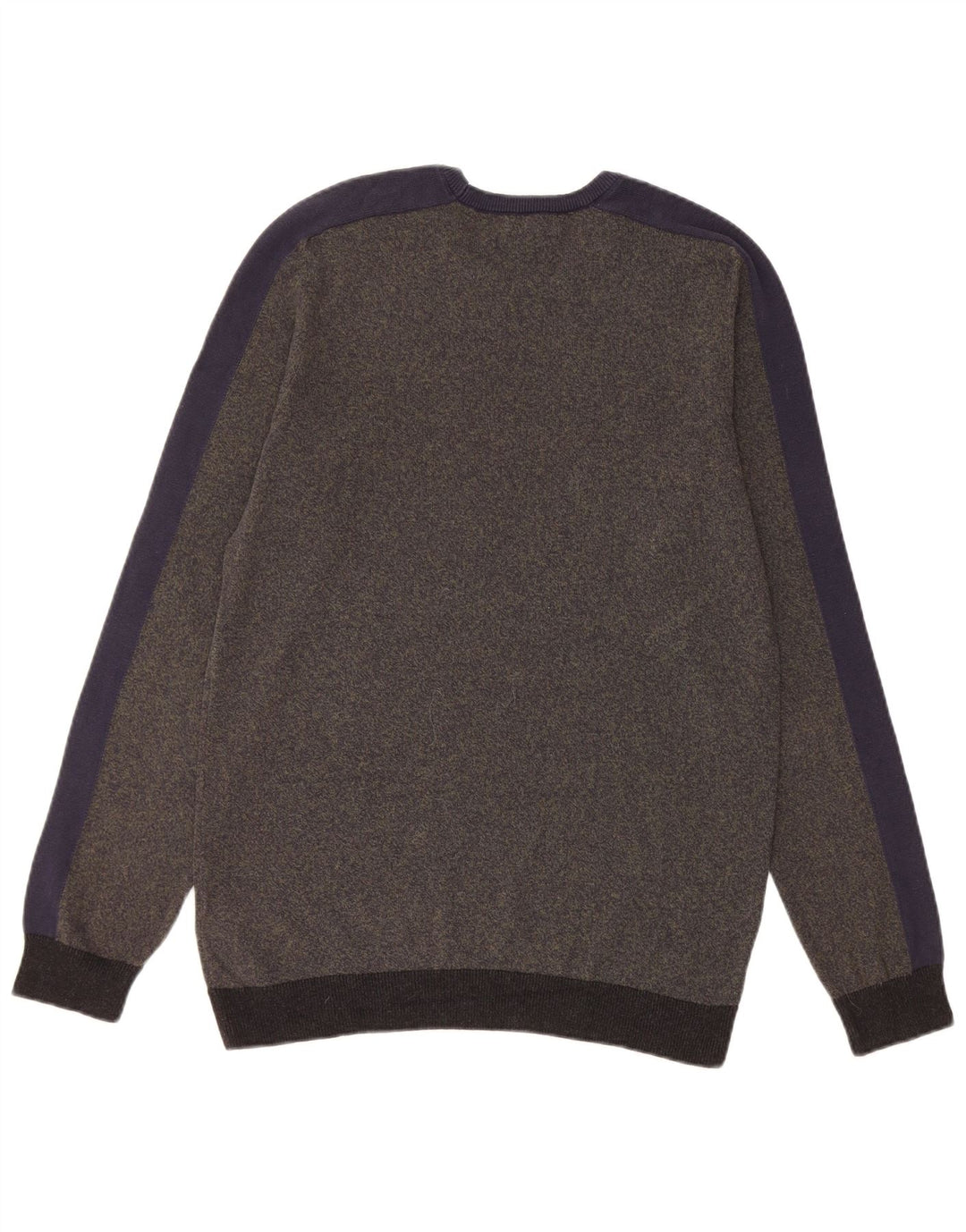 Marks & Spencer Męski sweter z okrągłym dekoltem, mały, bawełniany w paski khaki