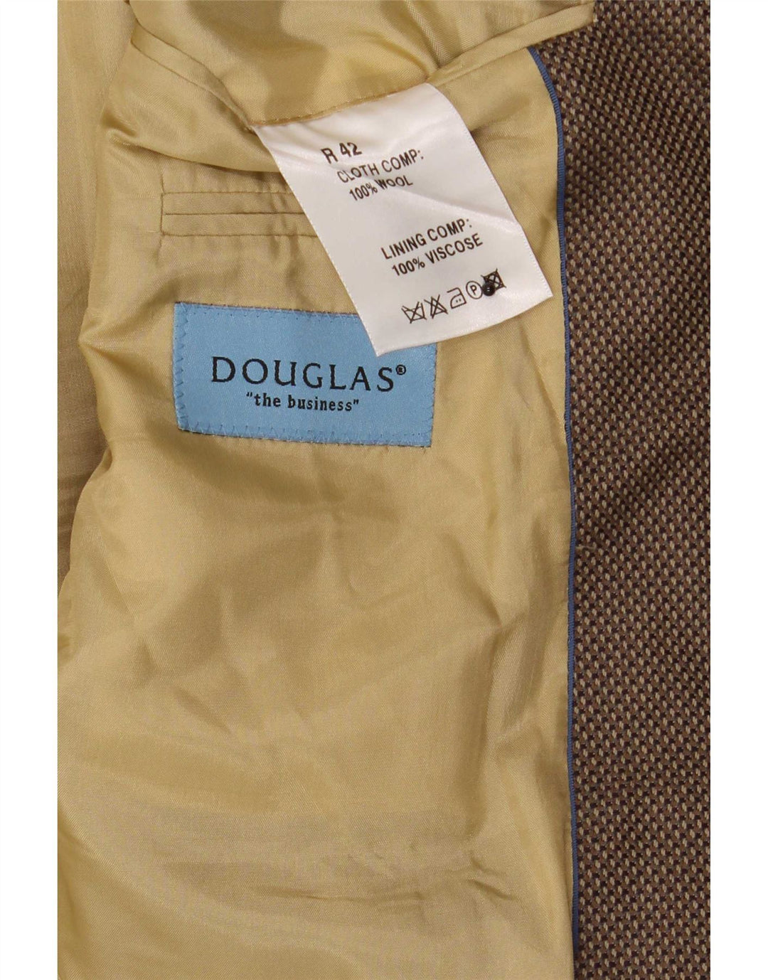 Męska marynarka zapinana na 3 guziki Douglas UK 42 XL Brązowa wełna