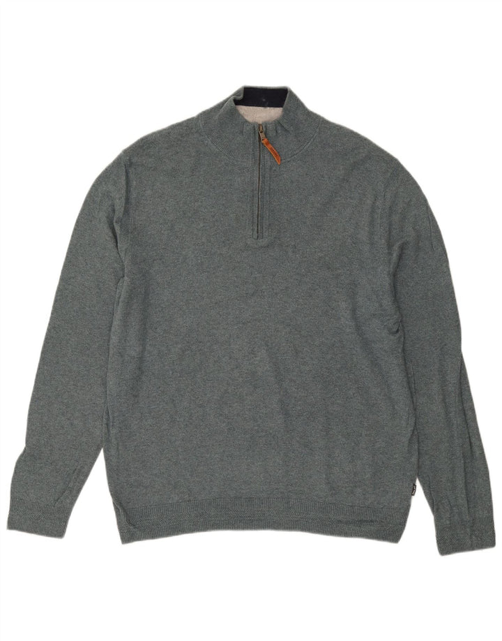 Męski sweter z zamkiem błyskawicznym Fat Face XL, niebieski, bawełniany