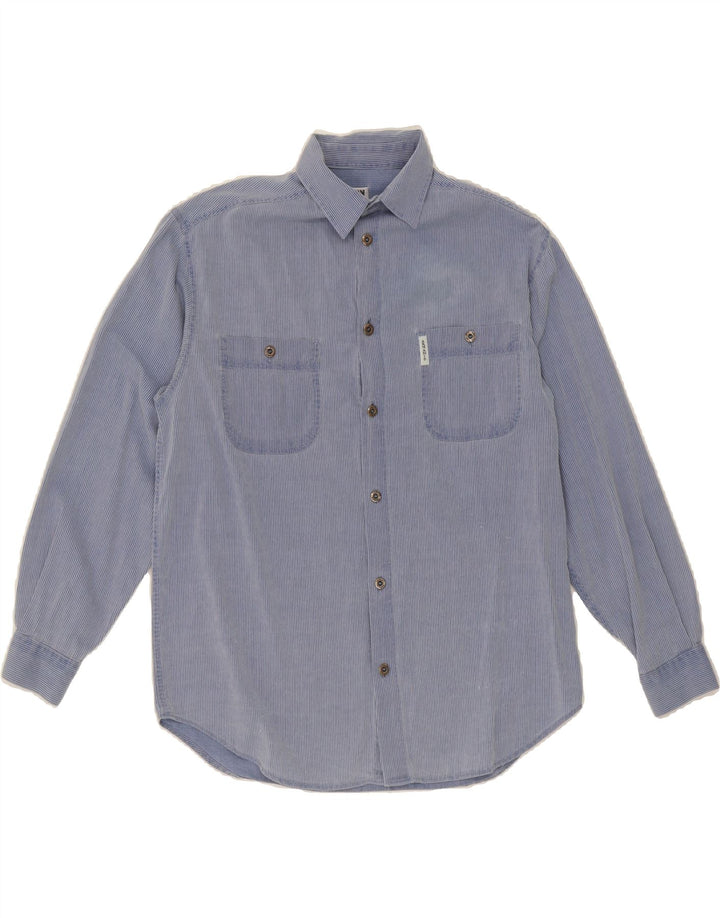ARMANI JUNIOR Boys Shirt 15-16 Years Blue Pinstripe Cotton Vintage Armani Junior and Second-Hand Armani Junior from Messina Hembry 