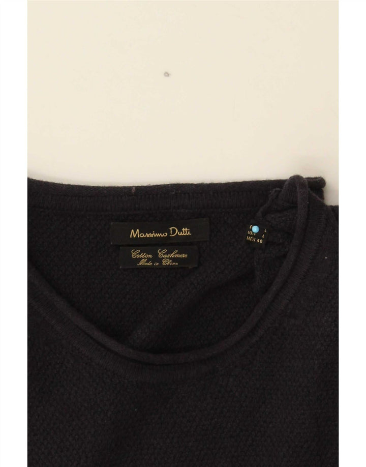 Męski sweter Massimo Dutti z okrągłym dekoltem, duży, granatowy, bawełniany