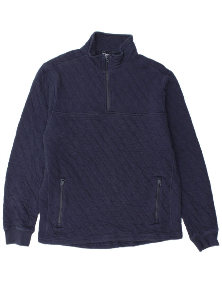 Męski sweter J. Crew z zamkiem błyskawicznym, średni granatowy, bawełniany