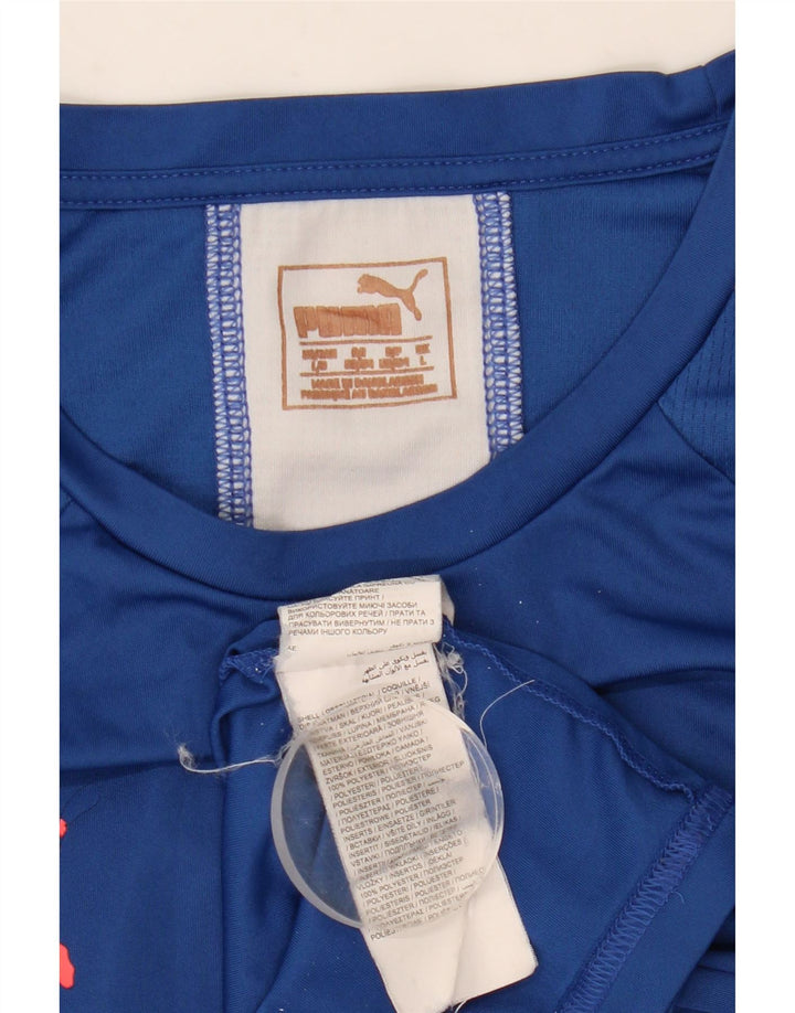 Męski T-shirt PUMA Top, duży, niebieski, poliester z blokami kolorów