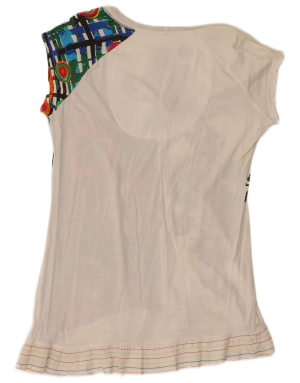 Damska koszulka z grafiką Desigual Top UK 18 XL w białe kwiaty