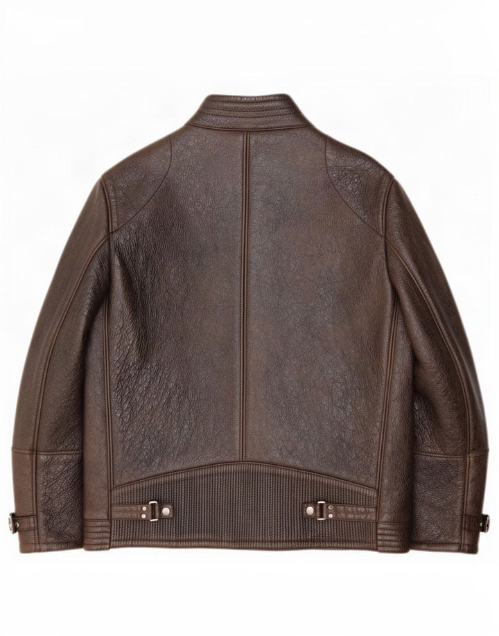 Męska kurtka skórzana Hugo Boss IT 56 3XL brązowa