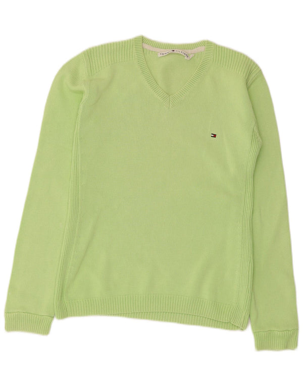 Sweter damski Tommy Hilfiger z dekoltem w kształcie litery V, UK 10, mały zielony