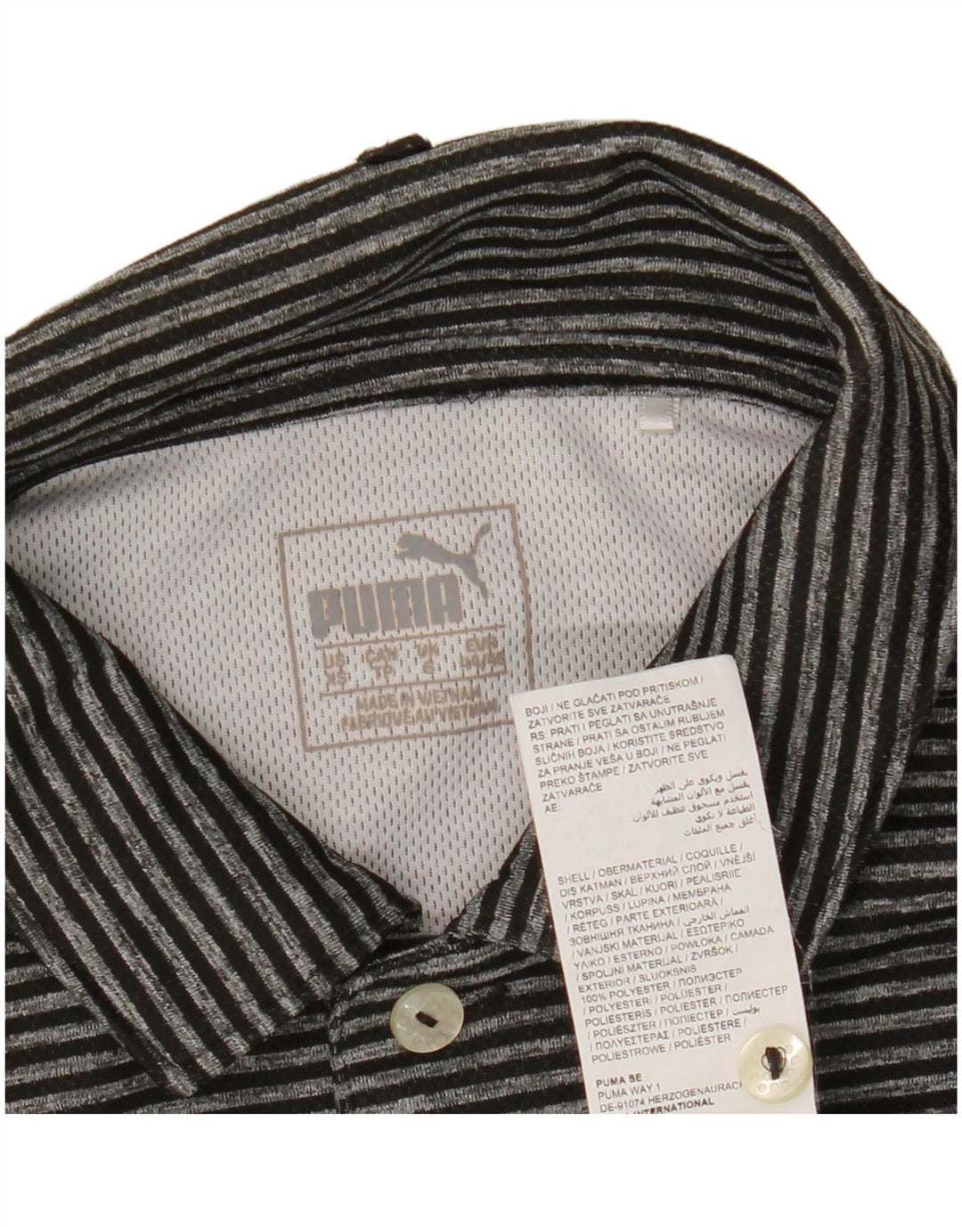 Męska koszulka polo Puma, mała, czarna, poliestrowa w prążki