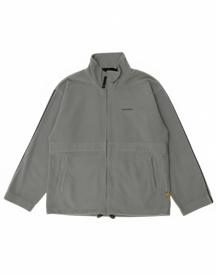 Męska welurowa kurtka dresowa Diadora UK 40, duża, szary poliester