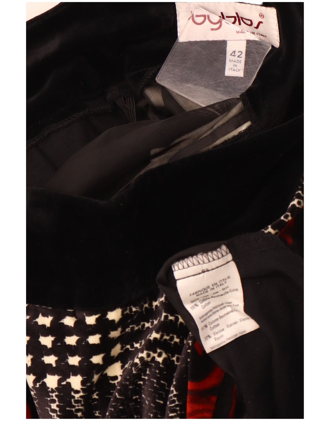 BYBLOS Damska aksamitna spódnica w kształcie litery A IT 42 Medium W28 Czarna bawełniana w kwiaty