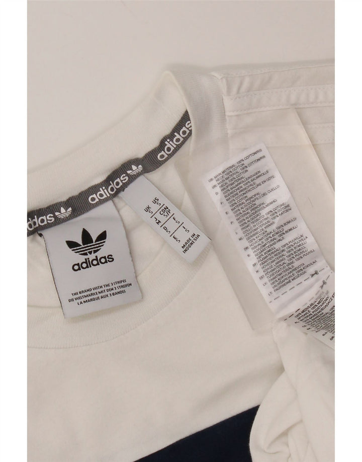 Adidas Męska Koszulka Top Mała Biała Bawełna z Blokami Kolorów