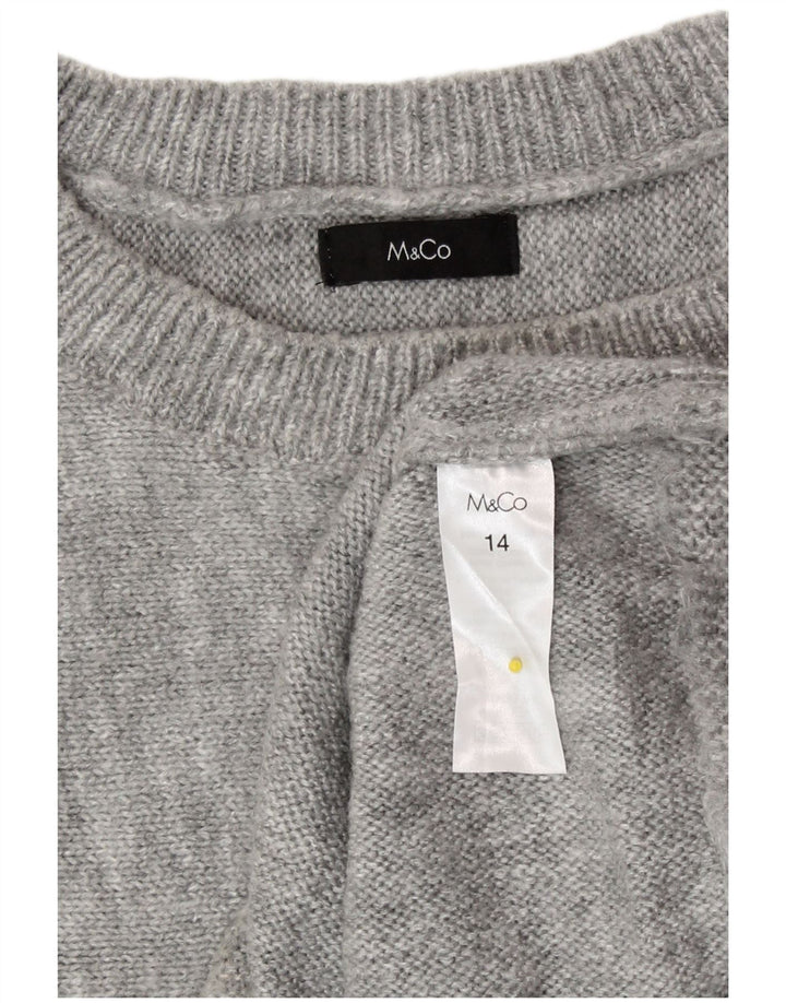 Damski sweter M&Co z dekoltem w kształcie łódki w kształcie nietoperza, UK 14, w średnie szare paski