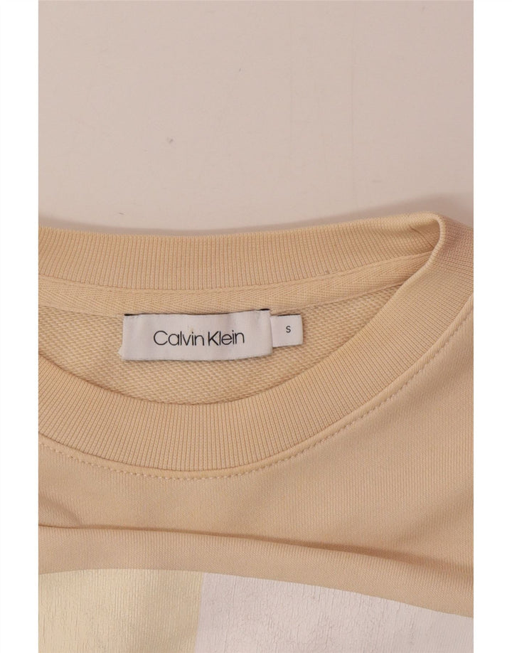 Damska bluza Calvin Klein Graphic Oversized Sweter UK 10 Small Beige