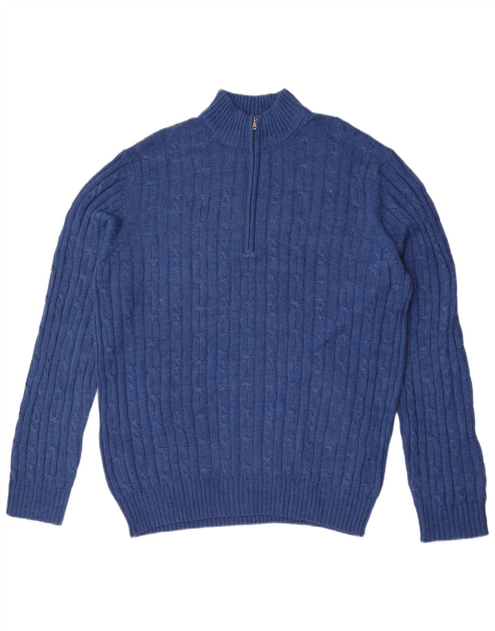 Izod Męski sweter z zamkiem błyskawicznym, duży, niebieski, bawełniany