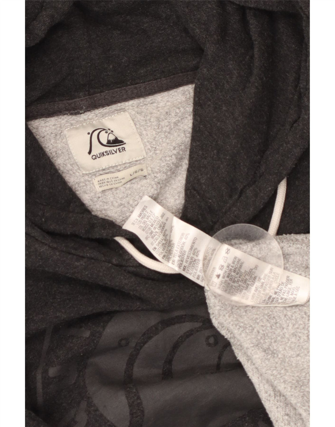 Męski sweter z kapturem Quiksilver z grafiką, duży, szary, bawełniany