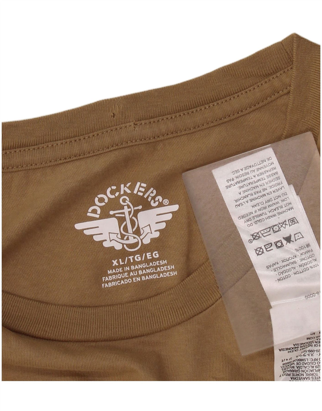 Męska koszulka z grafiką Dockers, góra XL, brązowa, bawełniana