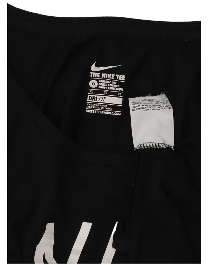 Damska koszulka Nike o sportowym kroju z grafiką, z długim rękawem, UK 18 XL, czarny poliester