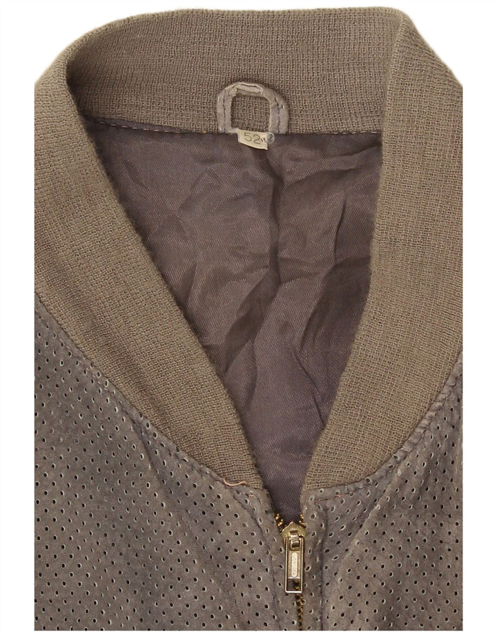 Męska zamszowa kurtka bomber w stylu vintage IT 52 XL, szara