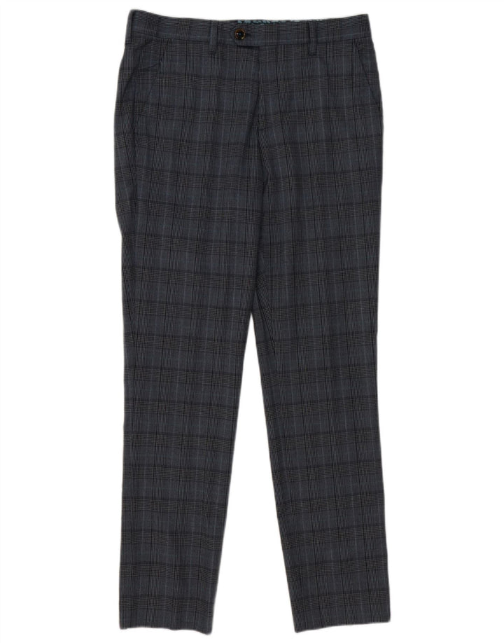 Męskie spodnie garniturowe Ted Baker W32 L31, szare, poliestrowe w kratę