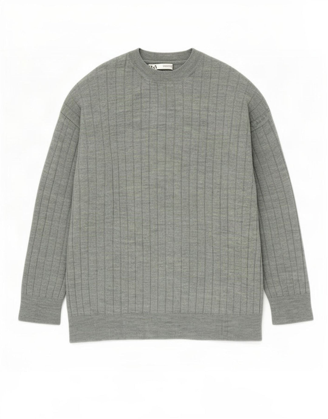 Męski sweter z okrągłym dekoltem Zara, średni zielony akryl