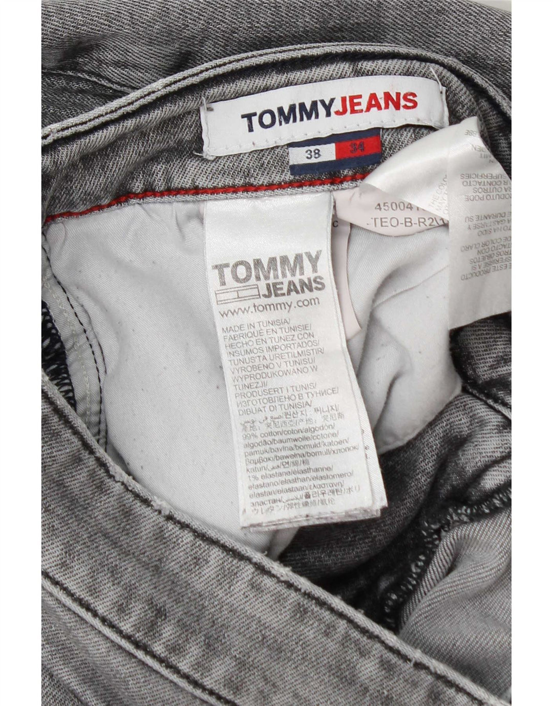 Męskie dżinsy Tommy Hilfiger w trudnej sytuacji W38 L34 Szara bawełna
