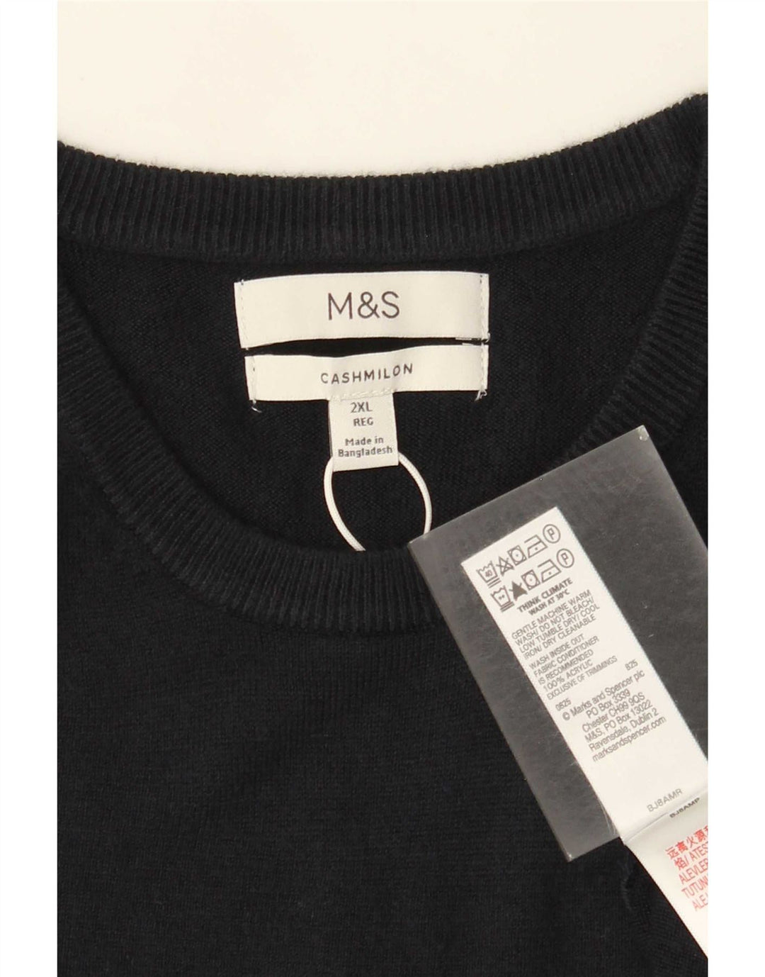 Marks & Spencer Męski sweter z okrągłym dekoltem 2XL Granatowy akryl