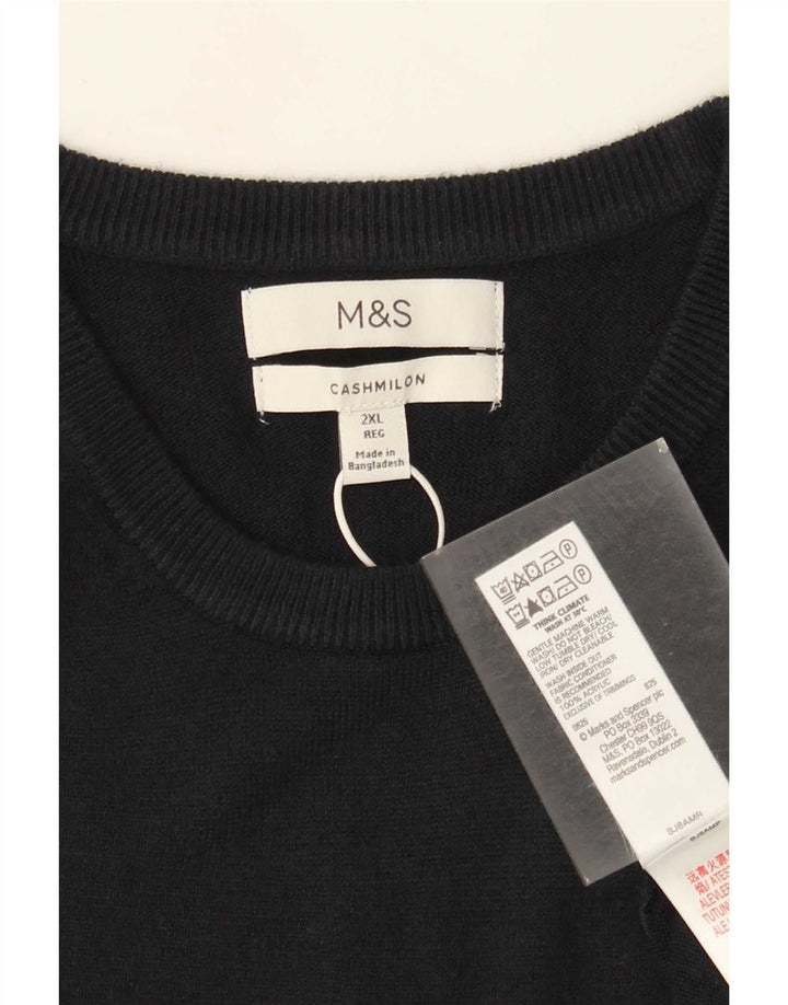 Marks & Spencer Męski sweter z okrągłym dekoltem 2XL Granatowy akryl