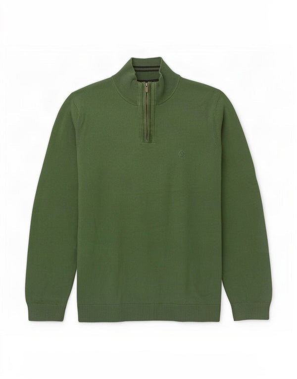 Fat Face Mens Zip Neck Jumper Sweater 2XL Green Cotton