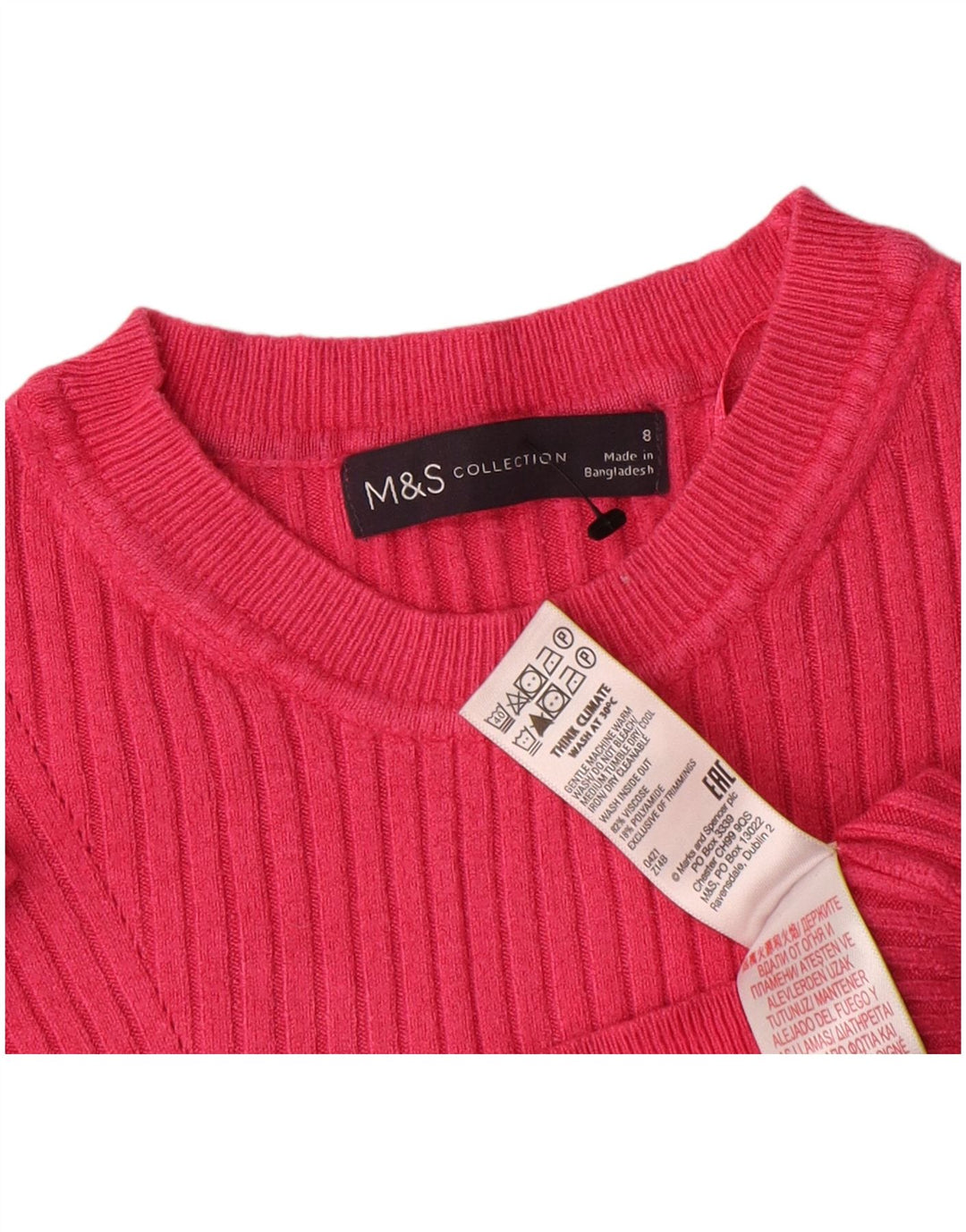 Marks & Spencer Damski sweter z okrągłym dekoltem, UK 8, mały, różowy