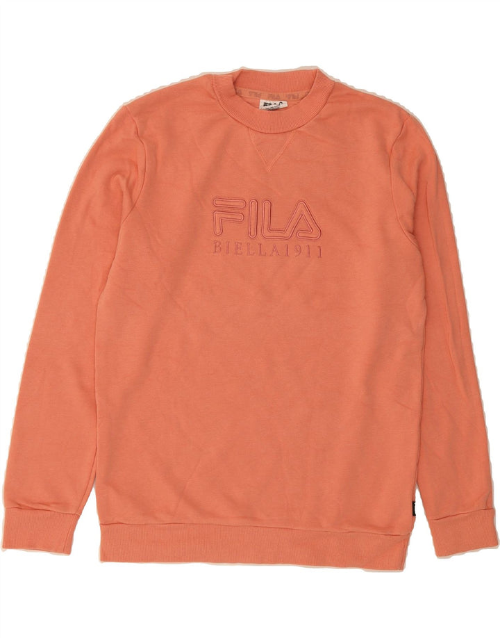 FILA Womens Oversized Graphic Sweatshirt Jumper UK 10 Small Pink Cotton Vintage Fila and Second-Hand Fila from Messina Hembry 