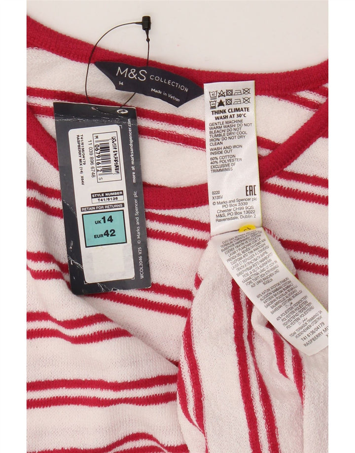 Marks & Spencer Damska koszulka z kamizelką UK 14, duża, bawełniana w białe paski