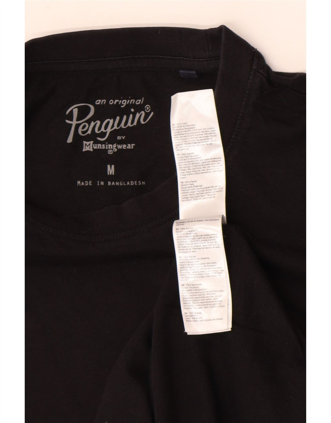 T-shirt męski Penguin, średni czarny, bawełniany