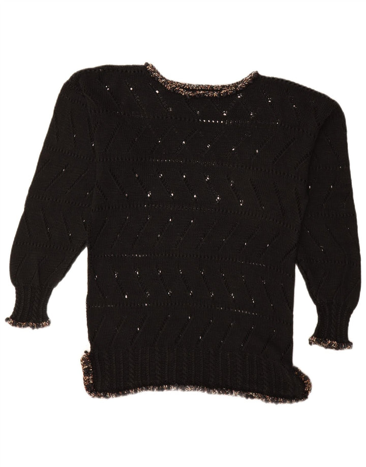 Sweter damski VINTAGE z dekoltem w łódkę UK 14, średni czarny