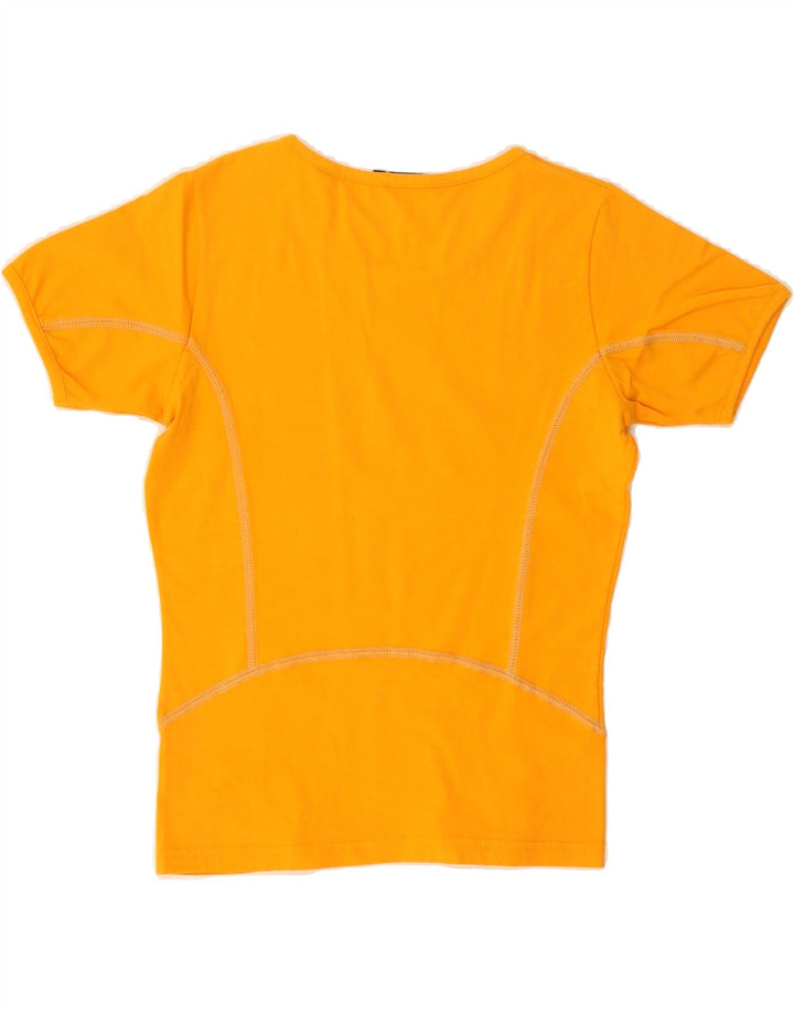 COLMAR Womens Graphic T-Shirt Top UK 12 Medium Orange Cotton Vintage Colmar and Second-Hand Colmar from Messina Hembry 