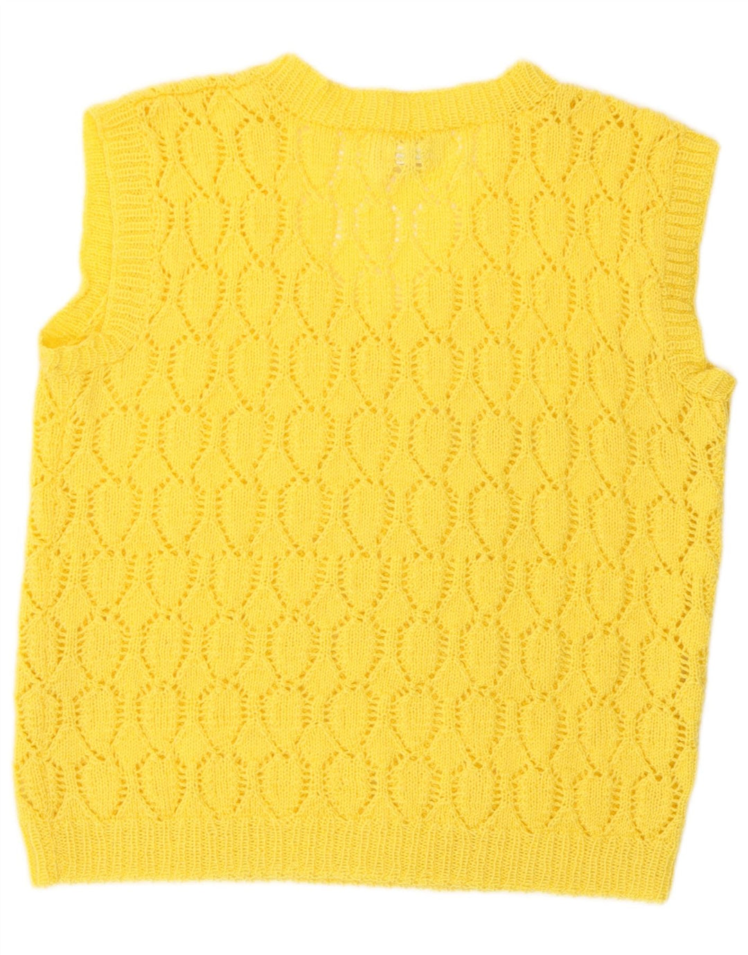 Vintage damski podkoszulek z kamizelką UK 14, średni żółty retro