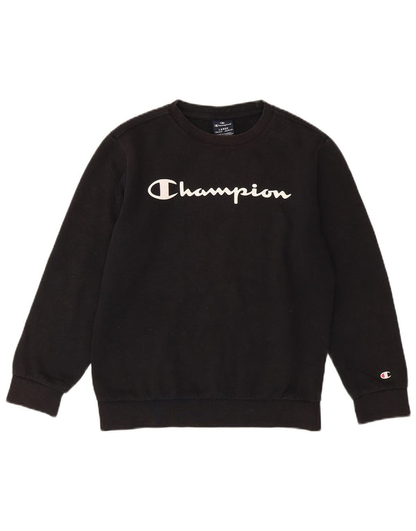 Chłopięcy sweter z grafiką Champion, 11-12 lat, duży, czarny, bawełniany