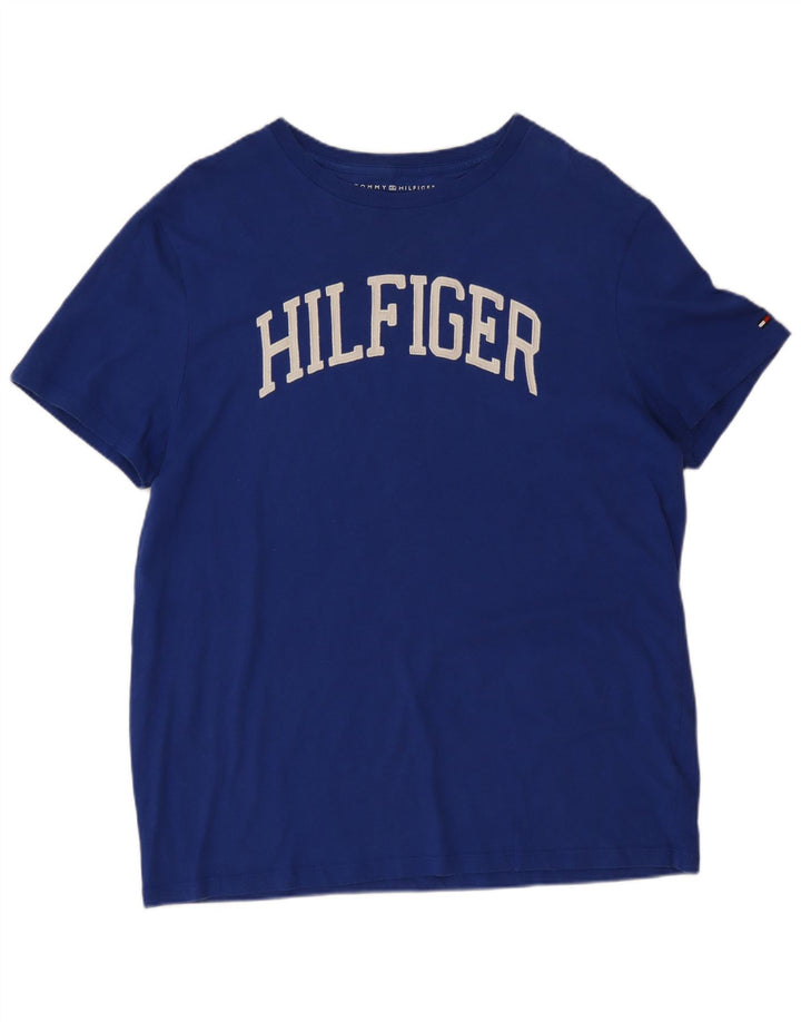 Męski T-shirt z regularną grafiką Tommy Hilfiger, mały, niebieski, bawełniany