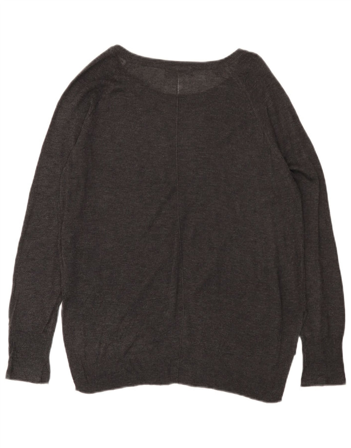 Damski sweter ZARA z dekoltem w łódkę UK 14 Średni szary wiskoza