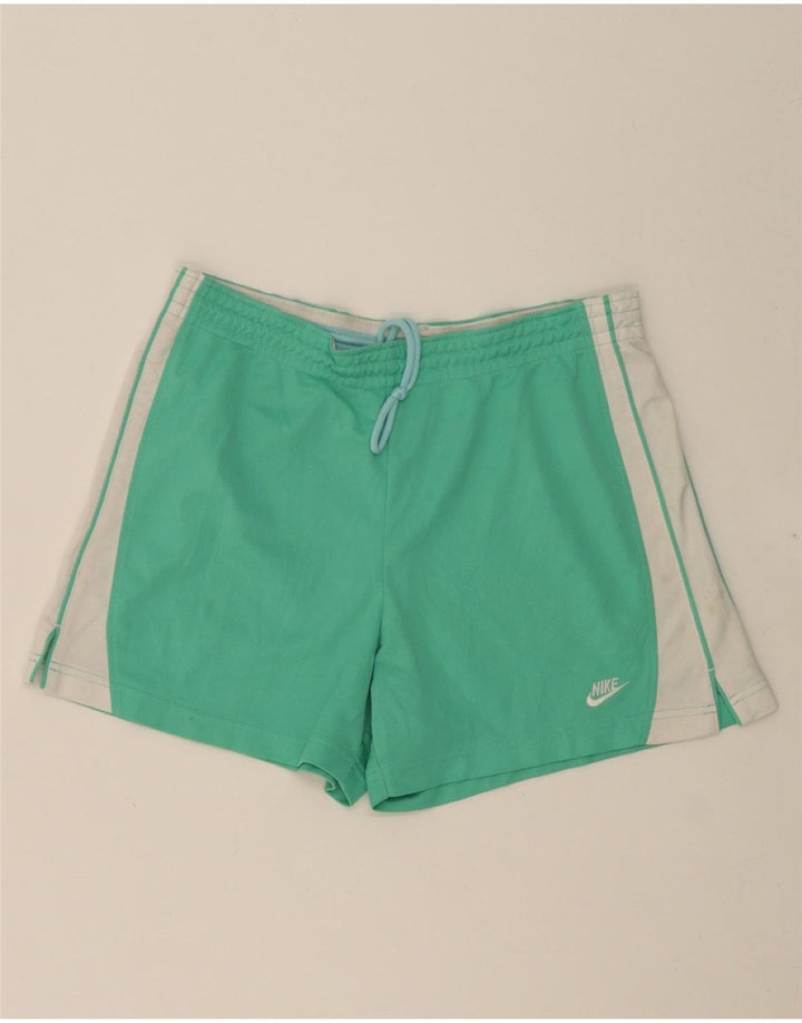 NIKE Womens Sport Shorts US 8/10 Medium  Green Colourblock Polyester Vintage Nike and Second-Hand Nike from Messina Hembry 