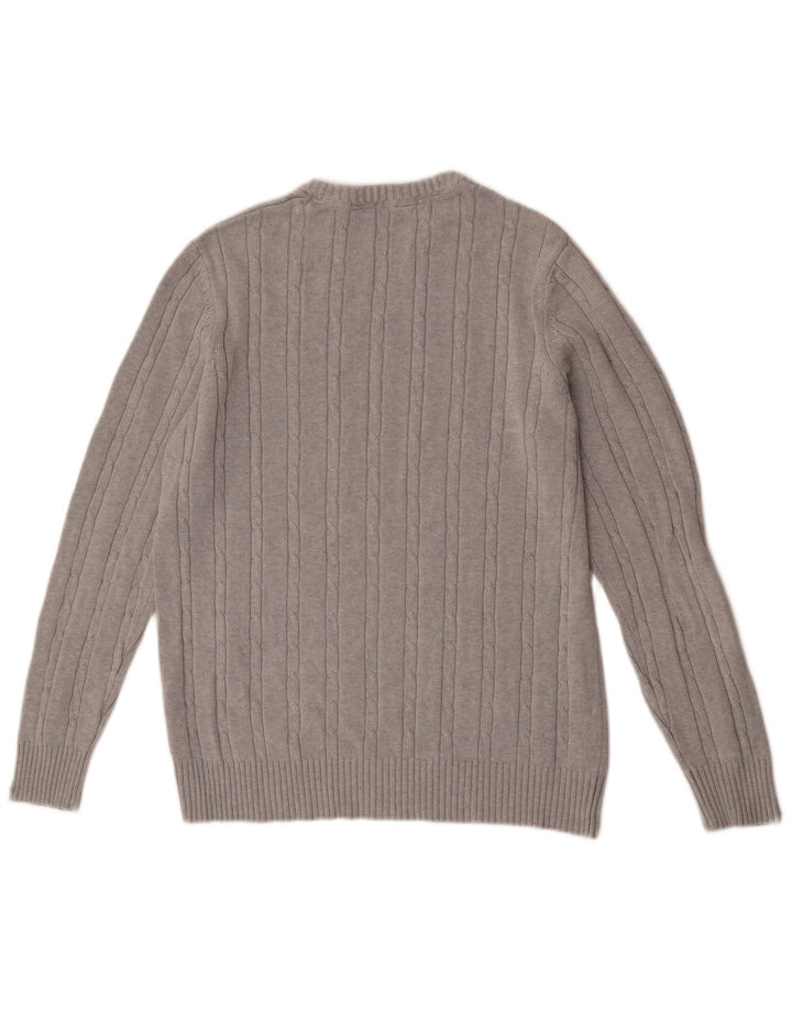 Crew Clothing Męski sweter z okrągłym dekoltem, duży, szary, bawełniany