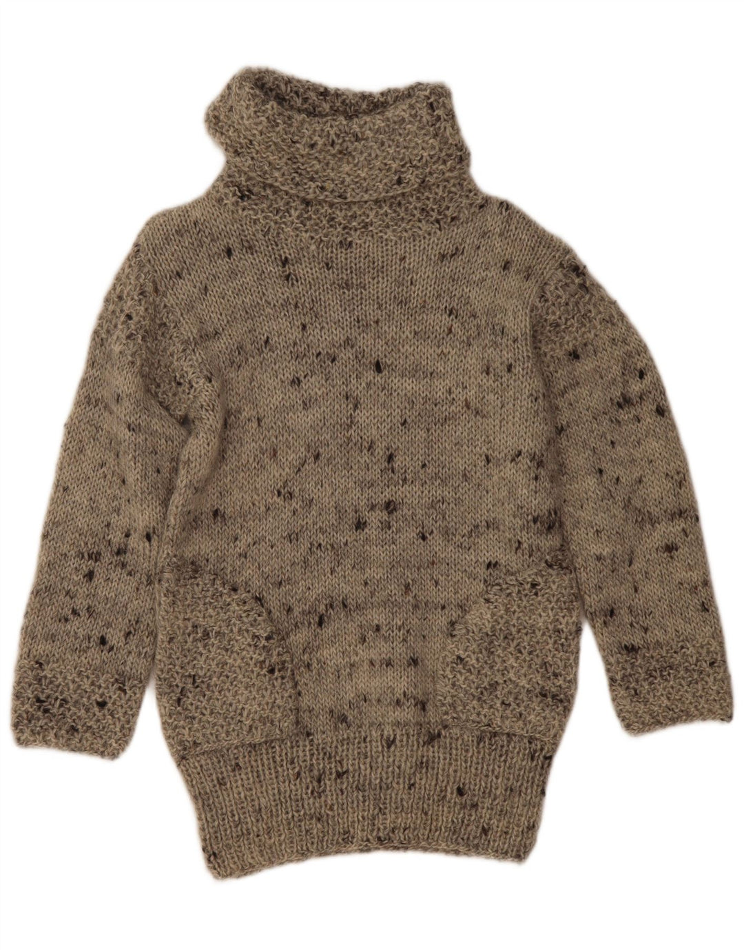 Sweter damski w stylu vintage z wywijanym dekoltem UK 12, średni szary, nakrapiany