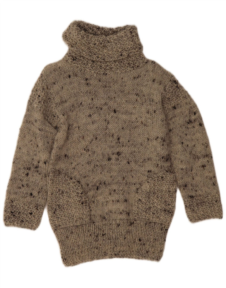 Sweter damski w stylu vintage z wywijanym dekoltem UK 12, średni szary, nakrapiany