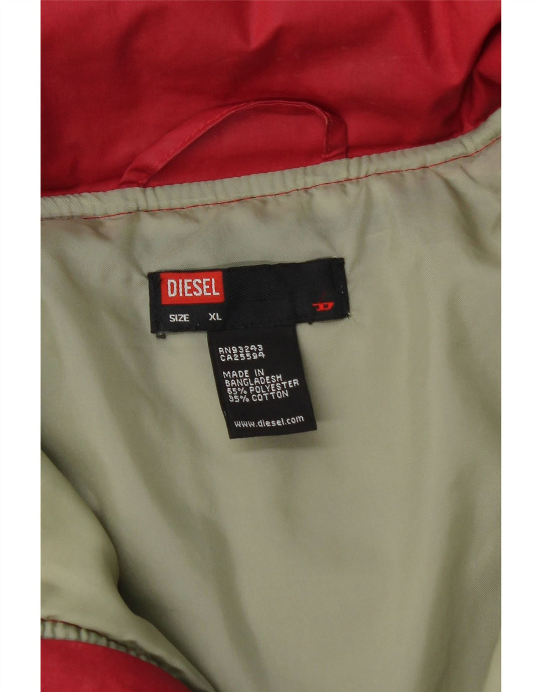 Męska ocieplana kurtka Diesel UK 42 XL, czerwona, poliestrowa