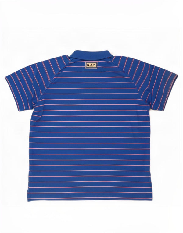 Adidas Mens Polo Shirt XL Blue Striped Cotton