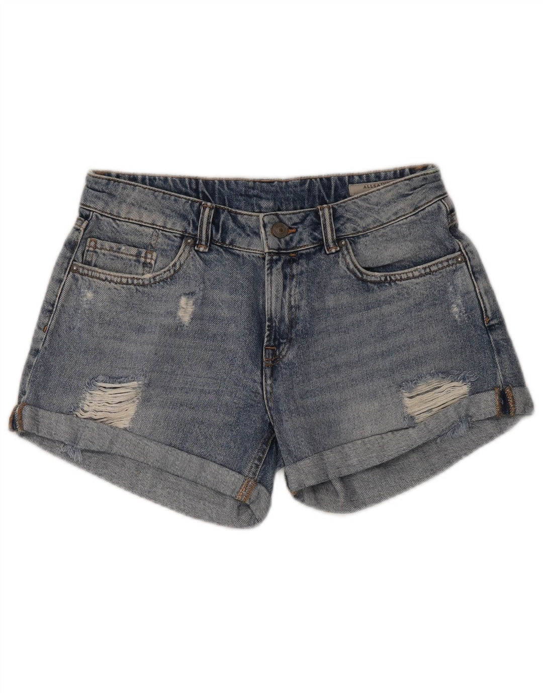 Damskie spodenki jeansowe All Saints w trudnej sytuacji W30 Średnioniebieskie bawełniane